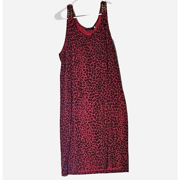 Red Black Leopard Dress XL Cruisewear Vacation Party Sexy Sleeveless Stretchy - Picture 9 of 9